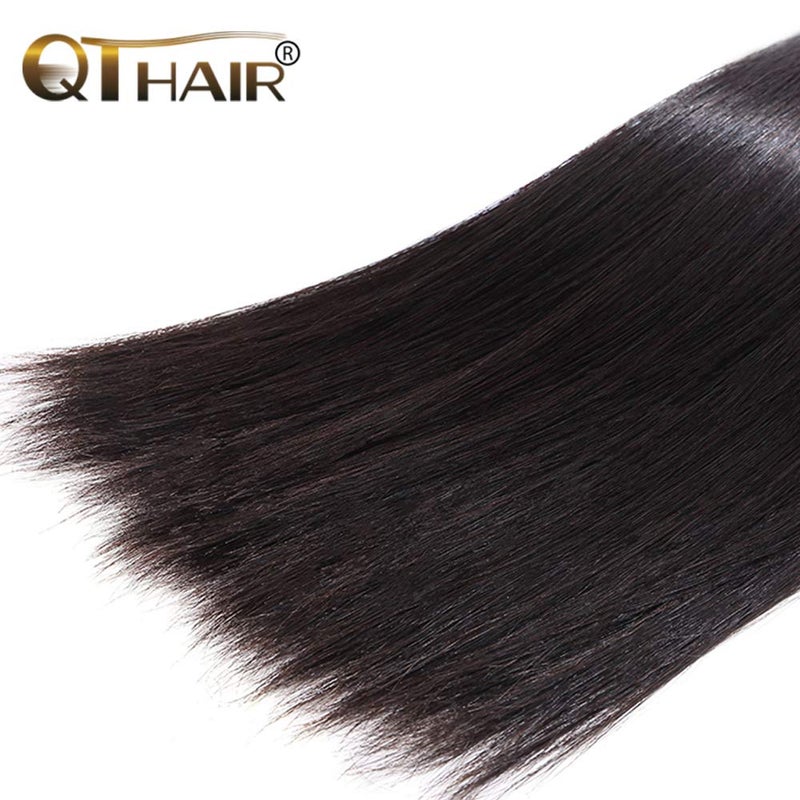 QTHAIR 18A Virgin Hair Straight Human Hair Extensions (16",100g,Natural Black)100% Unprocessed Indian Straight Human Hair Wave Bundles - Image 5